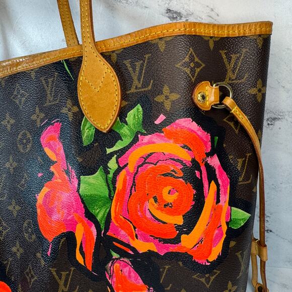 Louis Vuitton Roses Neverfull Bag Stephen Sprouse Monogram Vintage Shoulder Tote - Picture 10 of 15